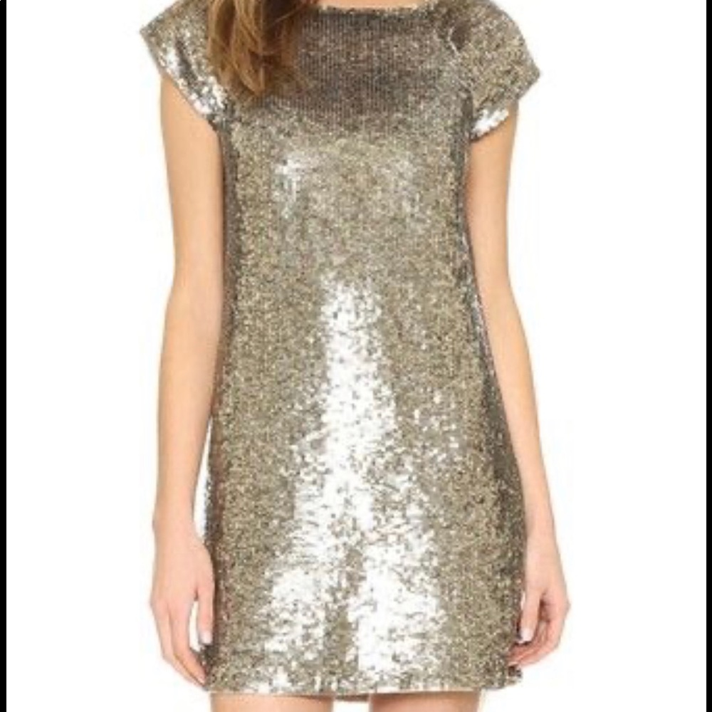 NWOT Alice & Olivia Sherry Silver Sequin Mini